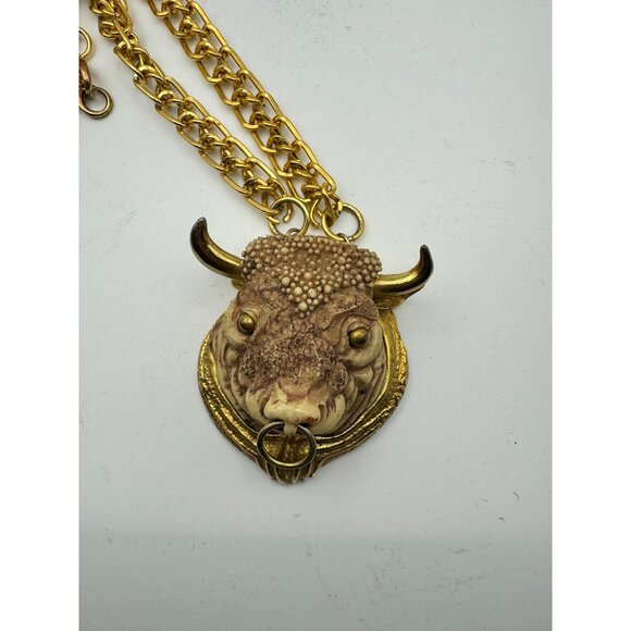 Gold Bull Head Necklace - Picture 5 of 6